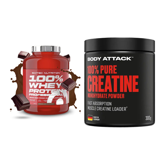 Muskelaufbau-Set: Scitec 100% Whey + Body Attack 100% Pure – alle enthaltenen Artikel