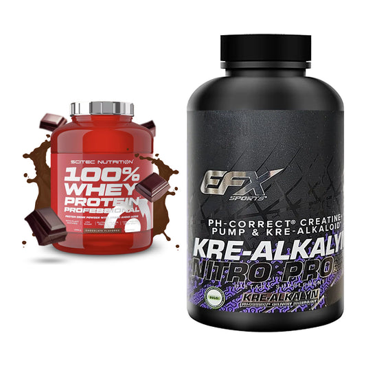 Muskelaufbau-Set: Scitec 100% Whey + EFX Kre-Alkalyn PRO 120 – alle enthaltenen Artikel