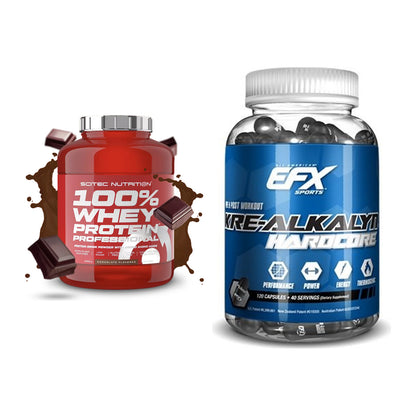 Muskelaufbau-Set: Scitec 100% Whey + EFX Kre-Alkalyn Hardcore – alle enthaltenen Artikel