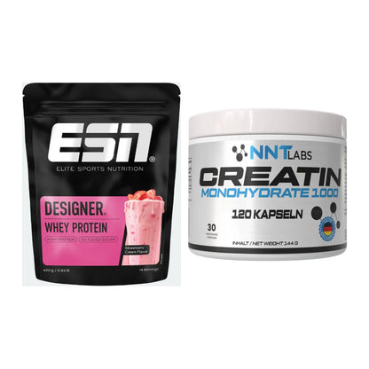Muskelaufbau-Set: ESN Designer Whey + NNT Creatin 1000 mg – alle enthaltenen Artikel