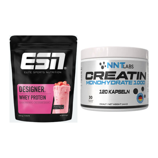 Muskelaufbau-Set: ESN Designer Whey + NNT Creatin 1000 mg – alle enthaltenen Artikel