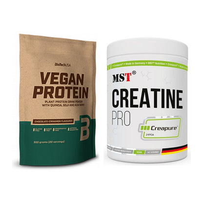 Muskelaufbau-Set: BioTech Vegan Protein + MST Creatin Pro CREAPURE – alle enthaltenen Artikel