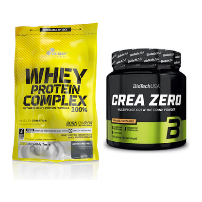 Muskelaufbau-Set: Olimp Whey Protein Complex 100% + BioTech Crea Zero – alle enthaltenen Artikel