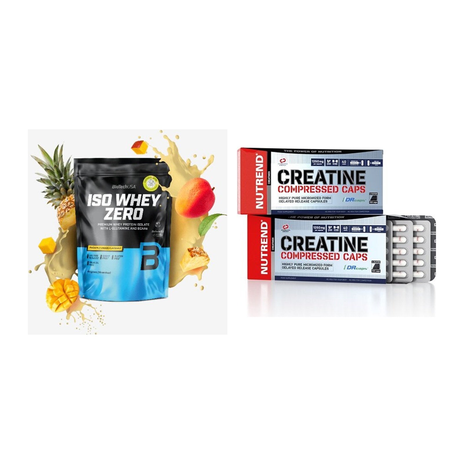 Muskelaufbau-Set: BioTech Iso Whey Zero + Nutrend Creatine – alle enthaltenen Artikel