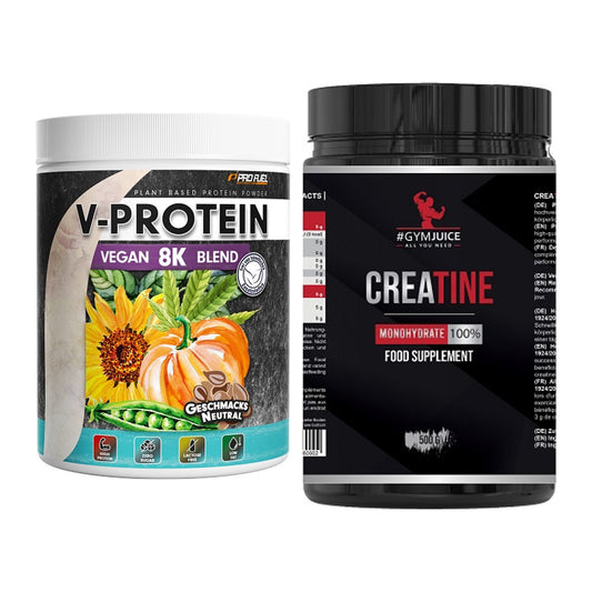 Muskelaufbau-Set: ProFuel V-Protein Vegan + #GYMJUICE Creatine – alle enthaltenen Artikel