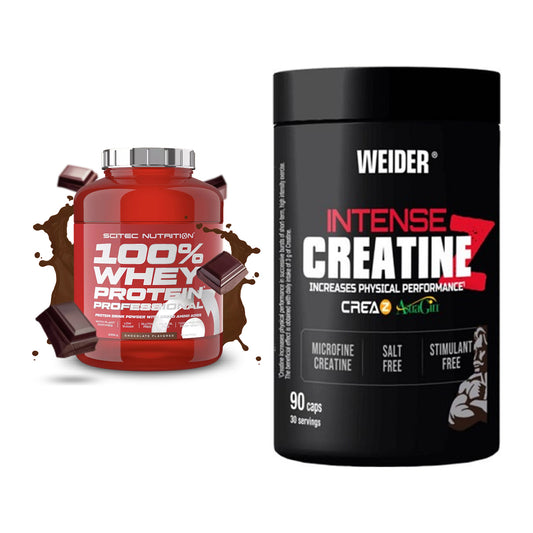 Muskelaufbau-Set: Scitec 100% Whey + Weider Intense Pure – alle enthaltenen Artikel