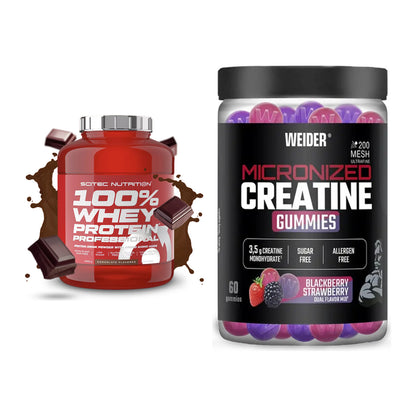 Muskelaufbau-Set: Scitec 100% Whey + Weider Micronized – alle enthaltenen Artikel