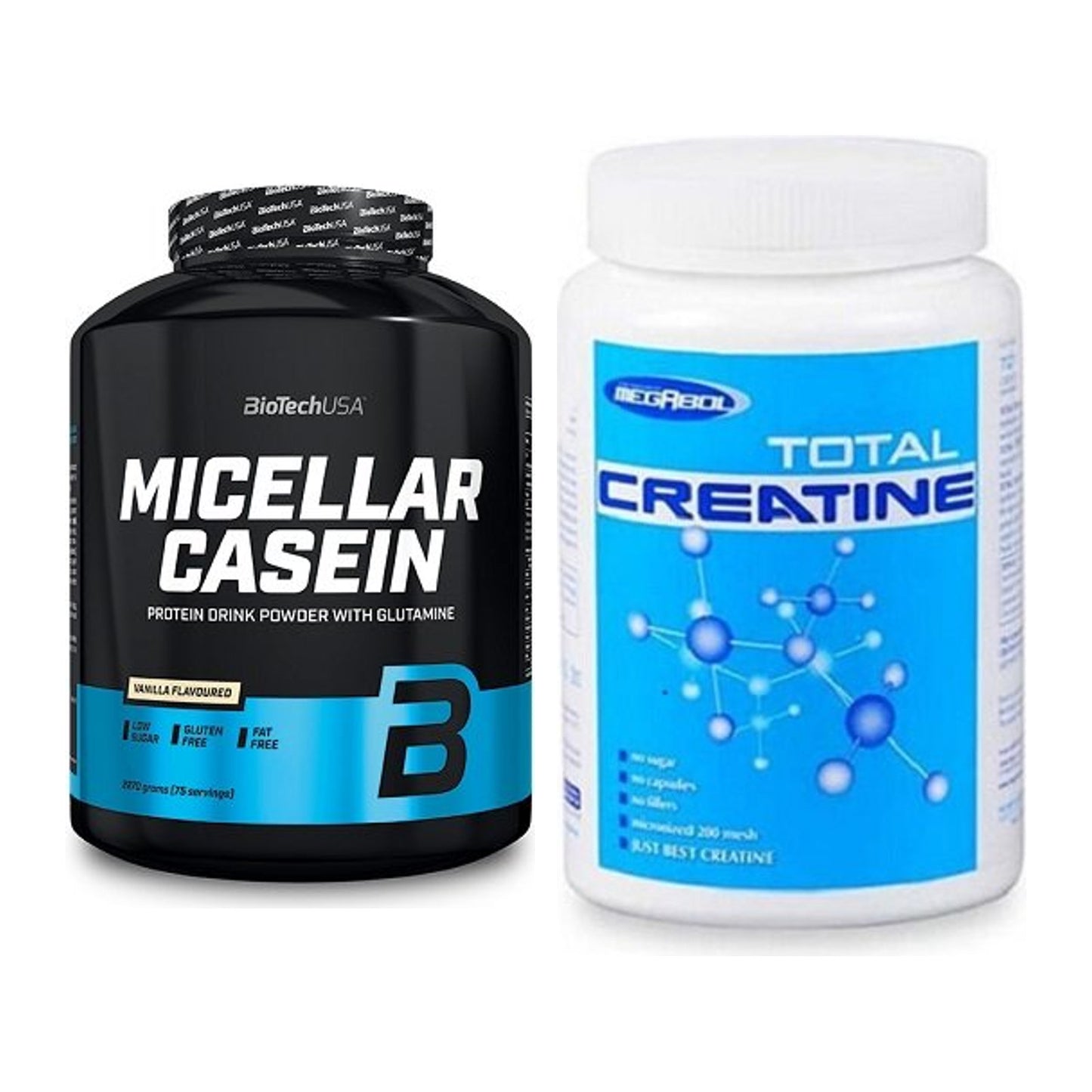 Muskelaufbau-Set: BioTech Micellar Casein + Megabol Total Creatine – alle enthaltenen Artikel