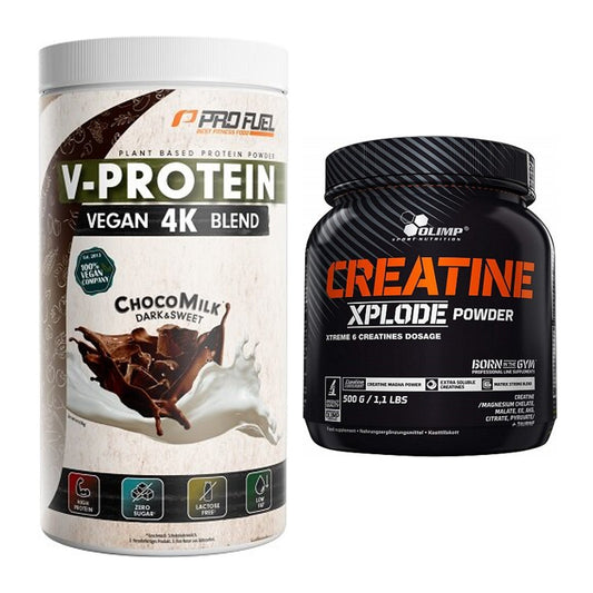 Muskelaufbau-Set: ProFuel V-PROTEIN vegan + Olimp Creatine Xplode – alle enthaltenen Artikel