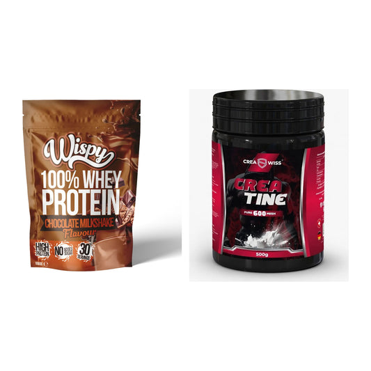 Muskelaufbau-Set: Wispy Whey 100% + CREASWISS Creatine 600 Mesh – alle enthaltenen Artikel