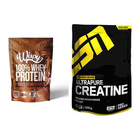 Muskelaufbau-Set: Wispy Whey 100% + ESN Ultrapure Creatine Monohydrate – alle enthaltenen Artikel