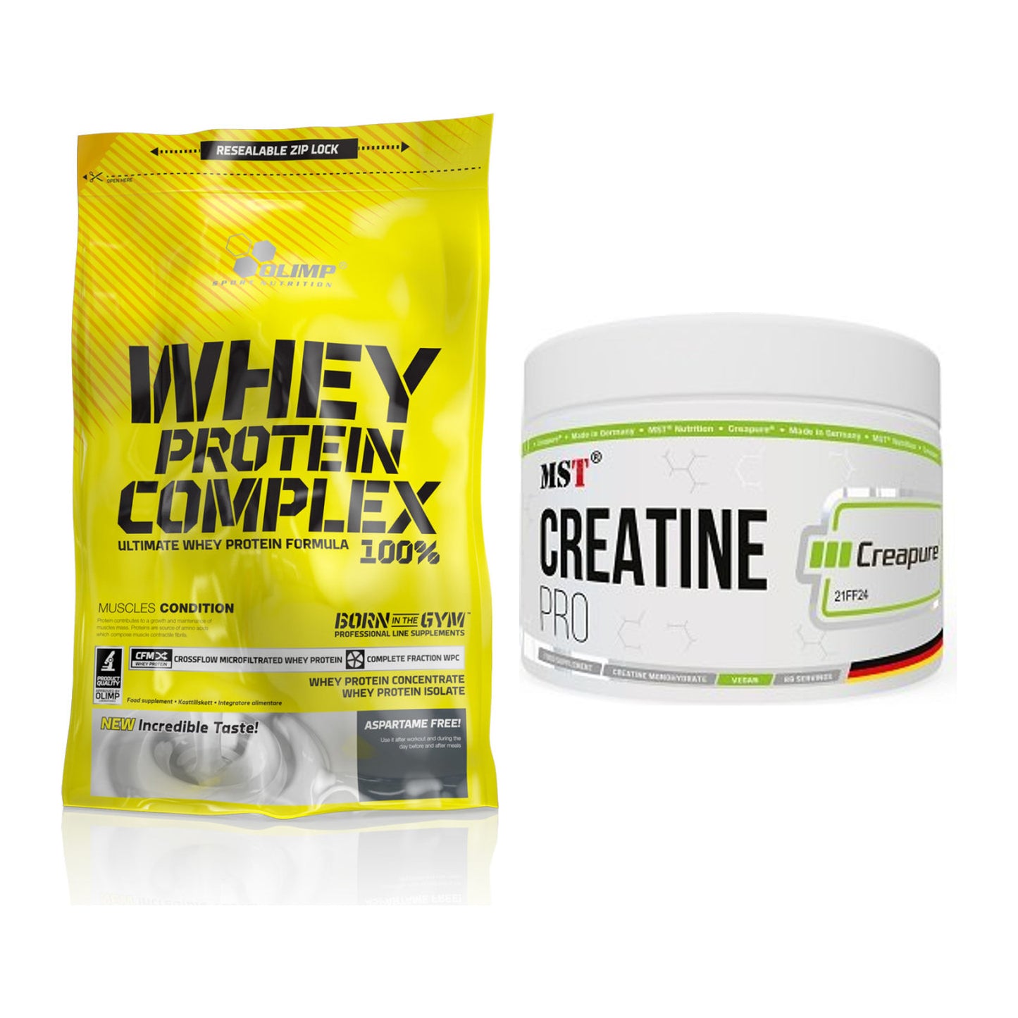 Muskelaufbau-Set: Olimp Whey Protein + MST Creatin Pro CREAPURE – alle enthaltenen Artikel