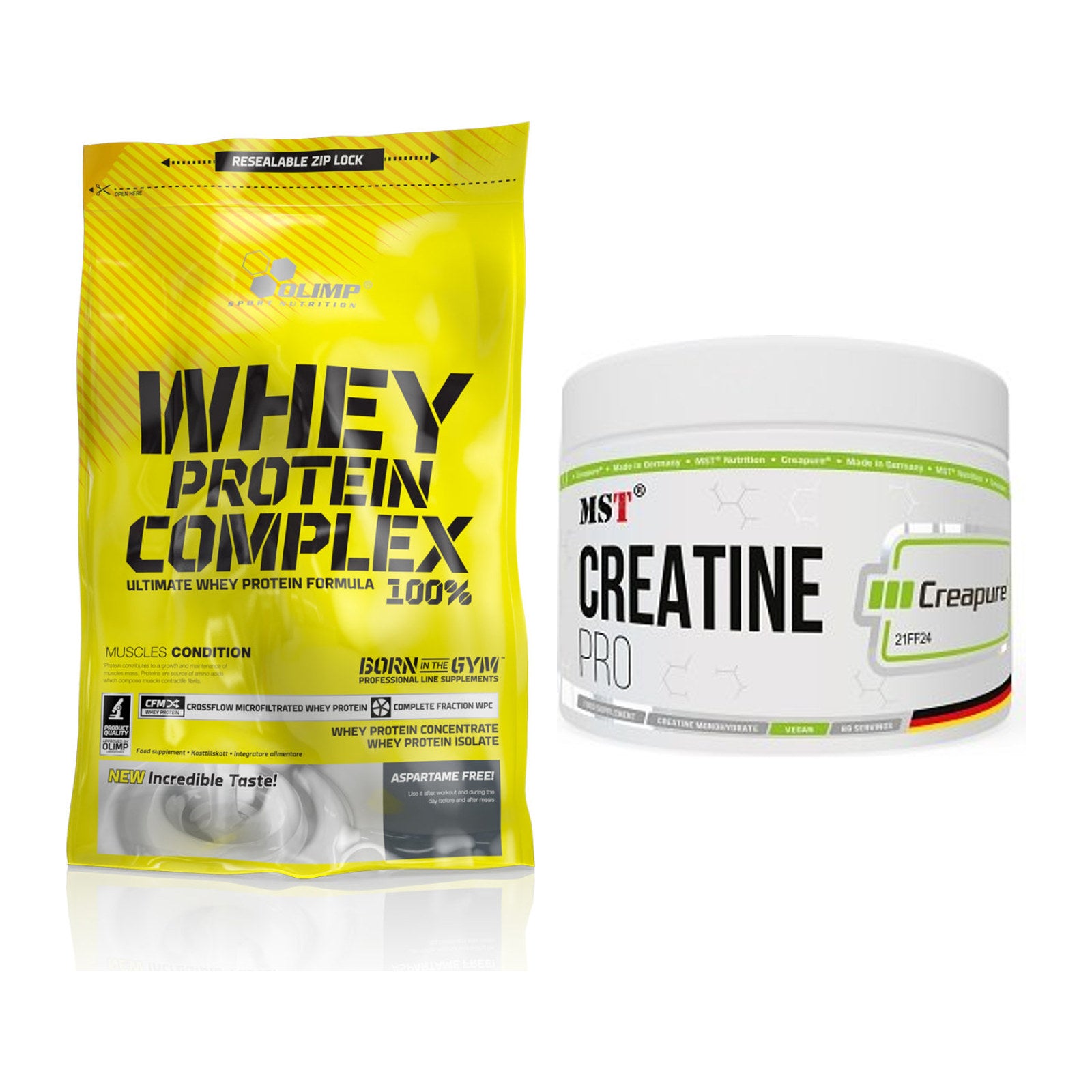 Muskelaufbau-Set: Olimp Whey Protein + MST Creatin Pro CREAPURE – alle enthaltenen Artikel