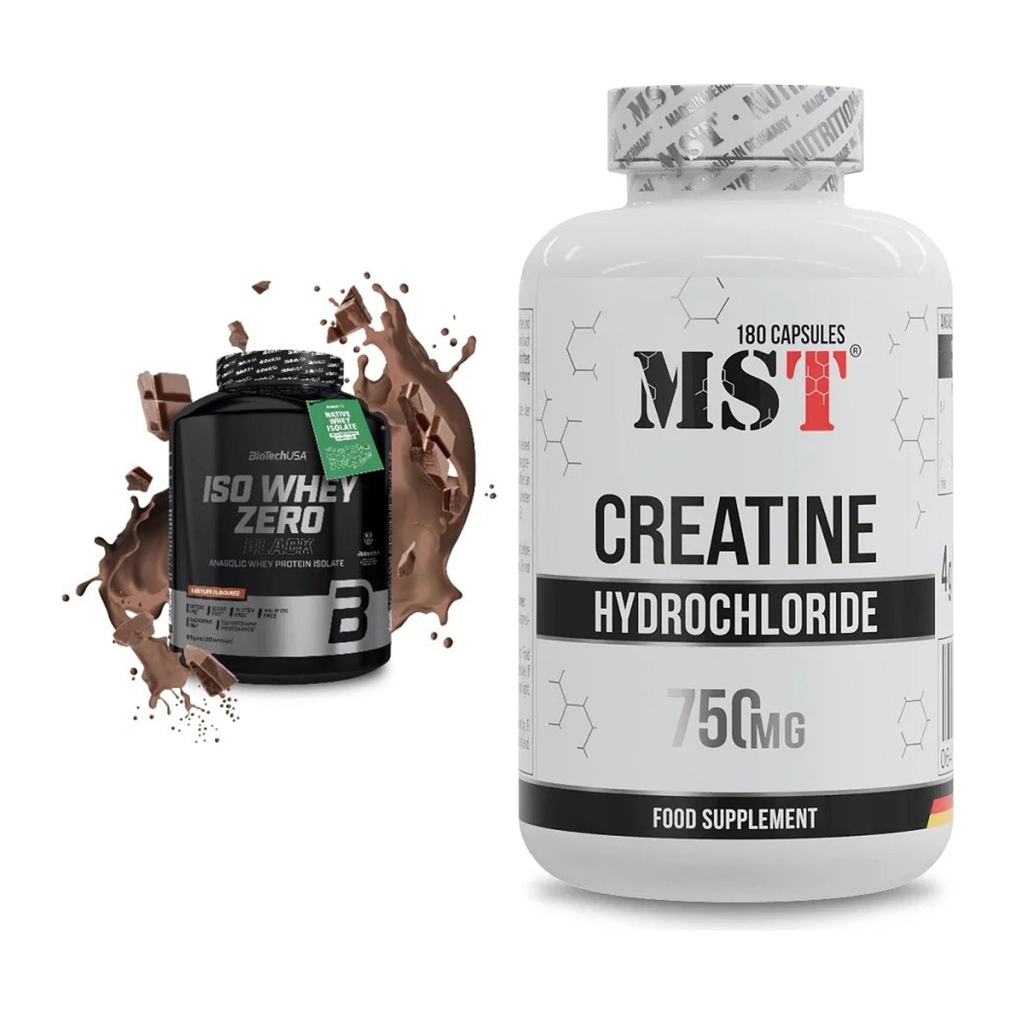 Muskelaufbau-Set: BioTech Iso Whey Zero Black + MST Creatine HCL – alle enthaltenen Artikel
