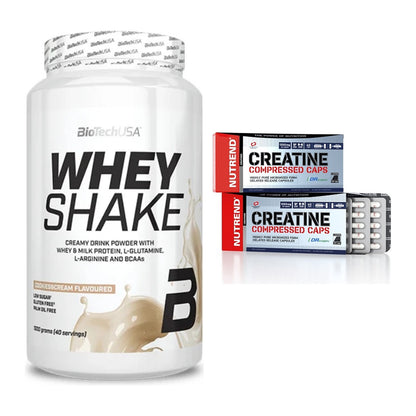 Muskelaufbau-Set: BioTech Whey Shake + Nutrend Creatine – alle enthaltenen Artikel