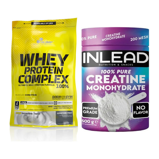Muscle building set: Olimp Whey Protein + INLEAD Creatine - all items included