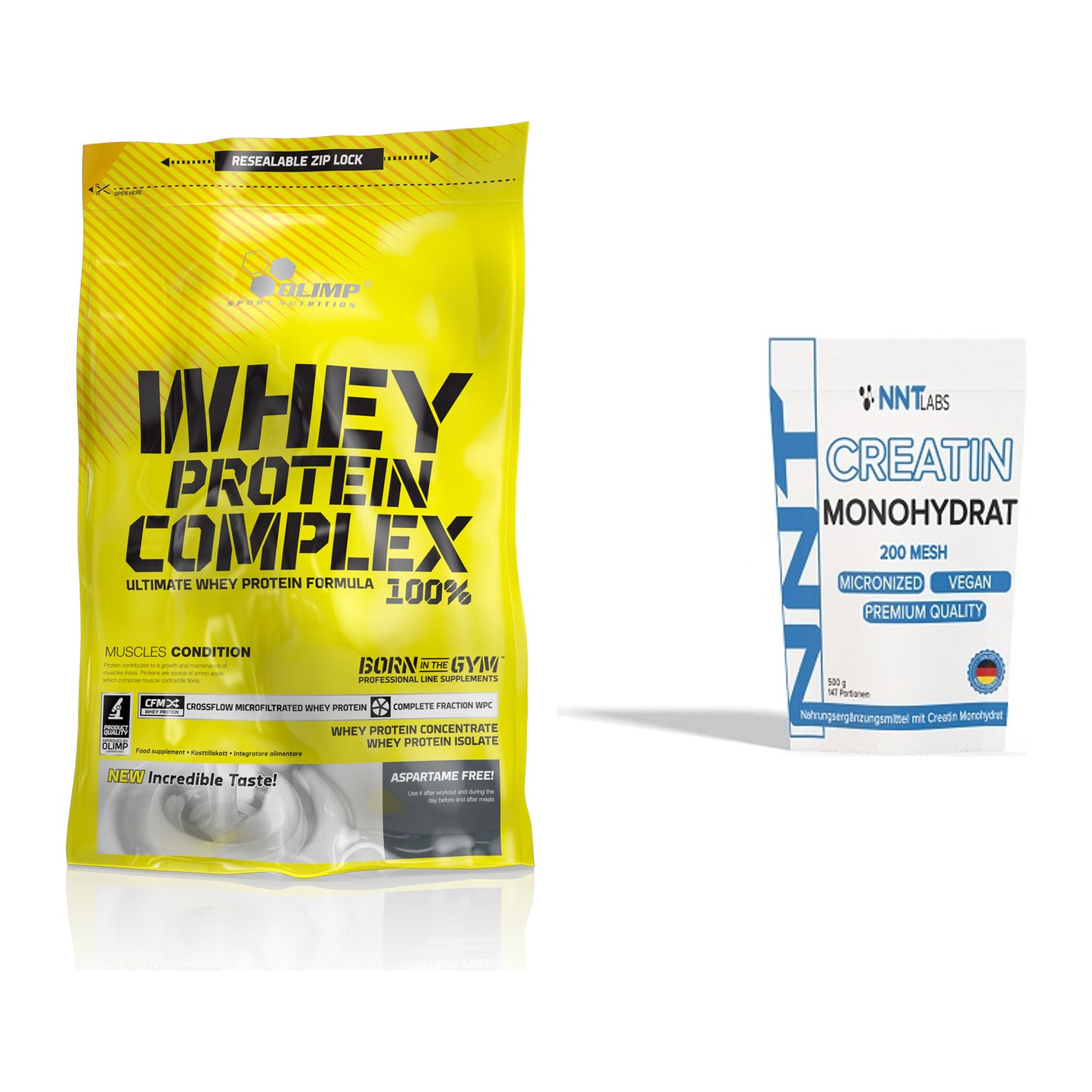 Muskelaufbau-Set: Olimp Whey Protein + NNT Creatin Monohydrat – alle enthaltenen Artikel