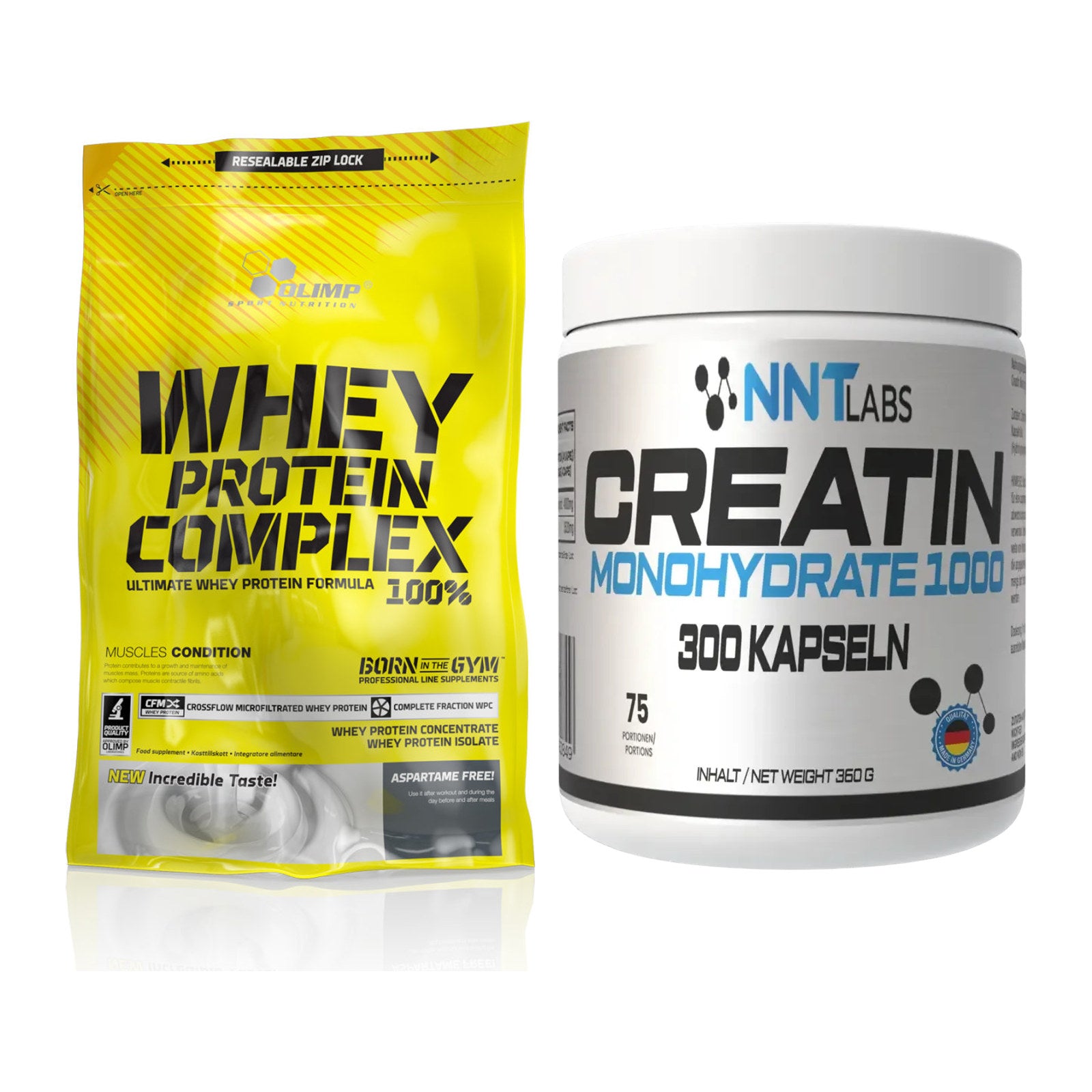 Muskelaufbau-Set: Olimp Whey Protein + NNT Creatin 1000 mg – alle enthaltenen Artikel