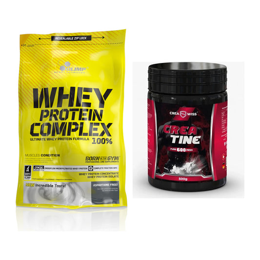 Muskelaufbau-Set: Olimp Whey Protein + CREASWISS Creatine 600 – alle enthaltenen Artikel