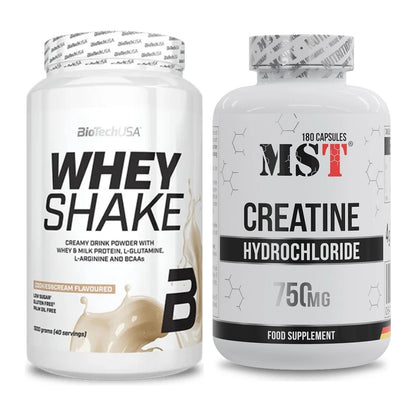 Muskelaufbau-Set: BioTech Whey Shake + MST Creatine HCL – alle enthaltenen Artikel
