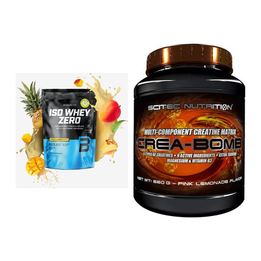 Muskelaufbau-Set: BioTech Iso Whey Zero + Scitec Crea-Bomb 660g – alle enthaltenen Artikel