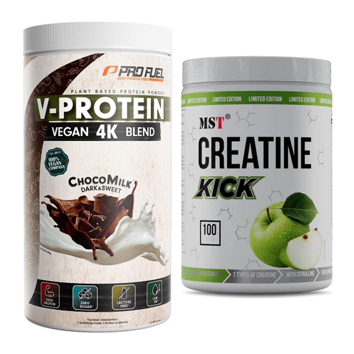 Muskelaufbau-Set: ProFuel V-PROTEIN vegan 4K blend + MST Creatine Kick – alle enthaltenen Artikel