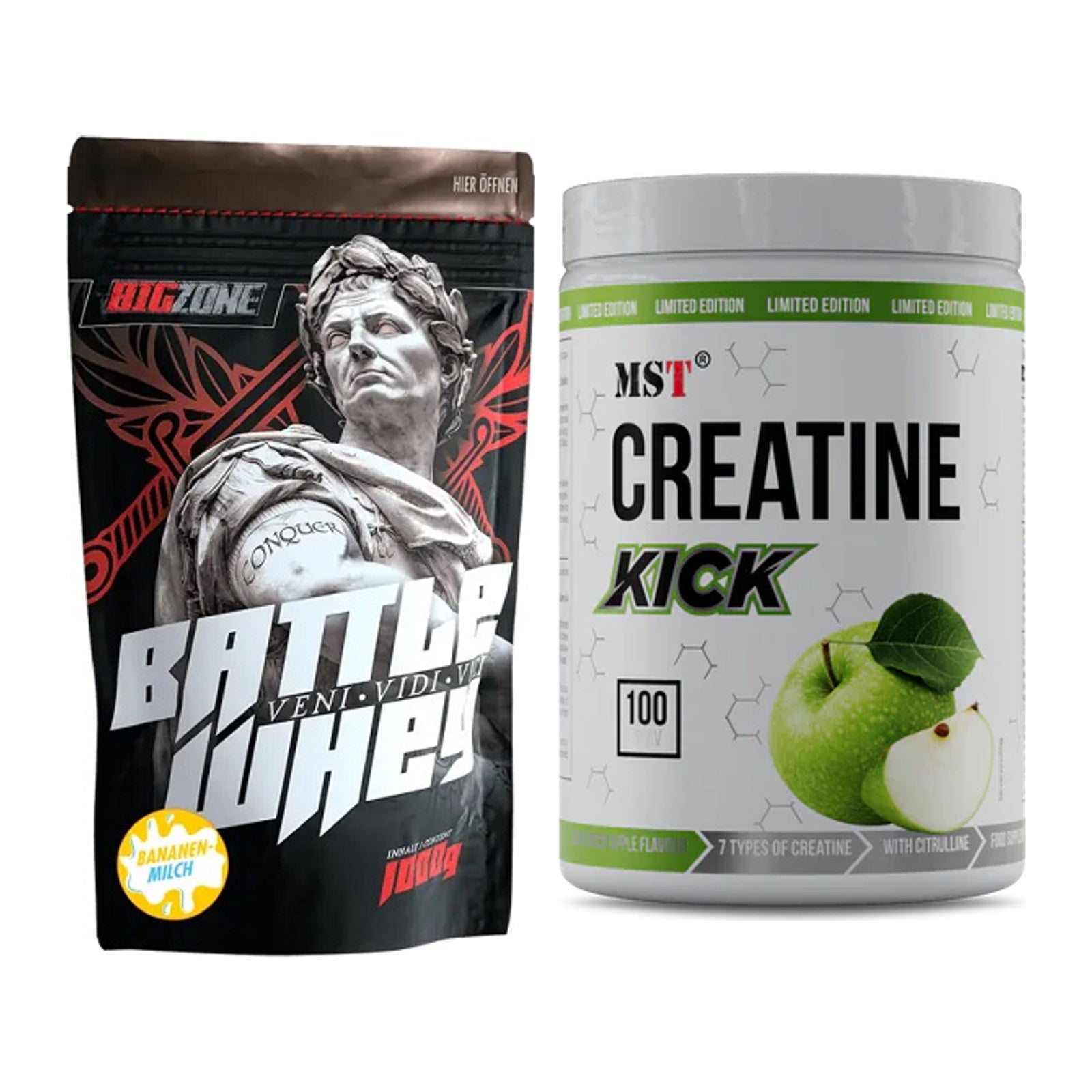 Muskelaufbau-Set: Big Zone Battle Whey + MST Creatine Kick – alle enthaltenen Artikel