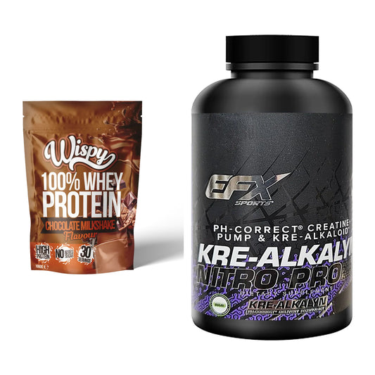 Muskelaufbau-Set: Wispy Whey 100% 1000g + EFX Kre-Alkalyn PRO 120 – alle enthaltenen Artikel