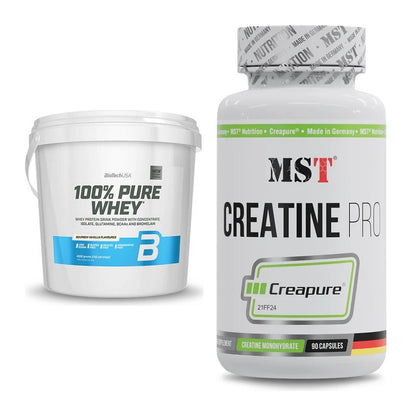 Muskelaufbau-Set: BioTech 100% Pure Whey + MST Creatine Pro CREAPURE – alle enthaltenen Artikel