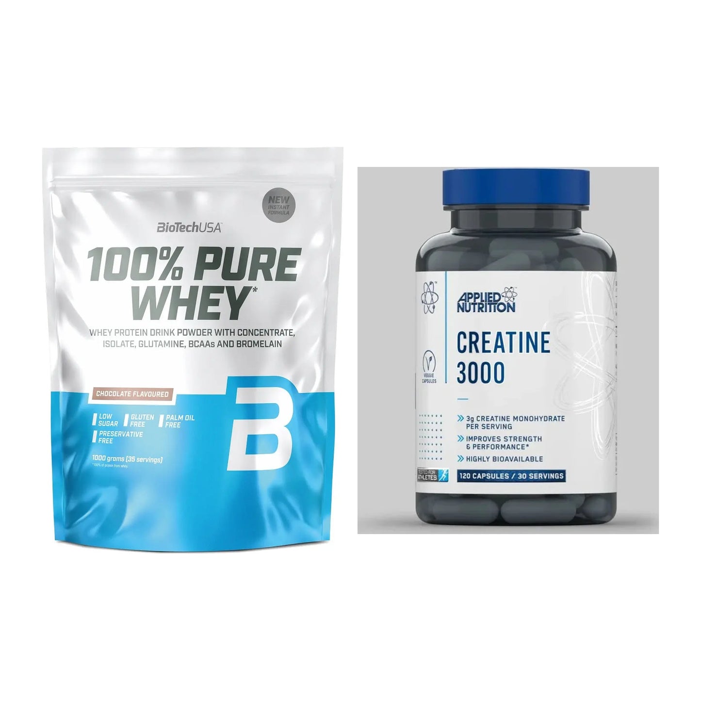 Muskelaufbau-Set: BioTech 100% Pure Whey + Applied Nutrition – alle enthaltenen Artikel