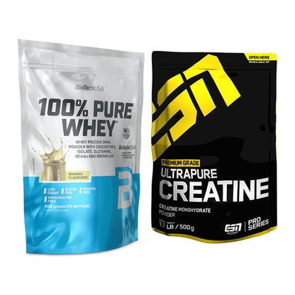 Muskelaufbau-Set: BioTech 100% Pure Whey + ESN Ultrapure Creatine – alle enthaltenen Artikel