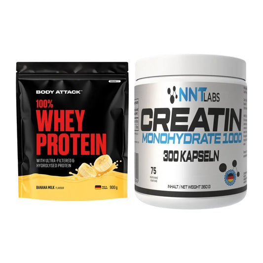 Muskelaufbau-Set: Body Attack 100% Whey + NNT Creatin 1000 mg – alle enthaltenen Artikel
