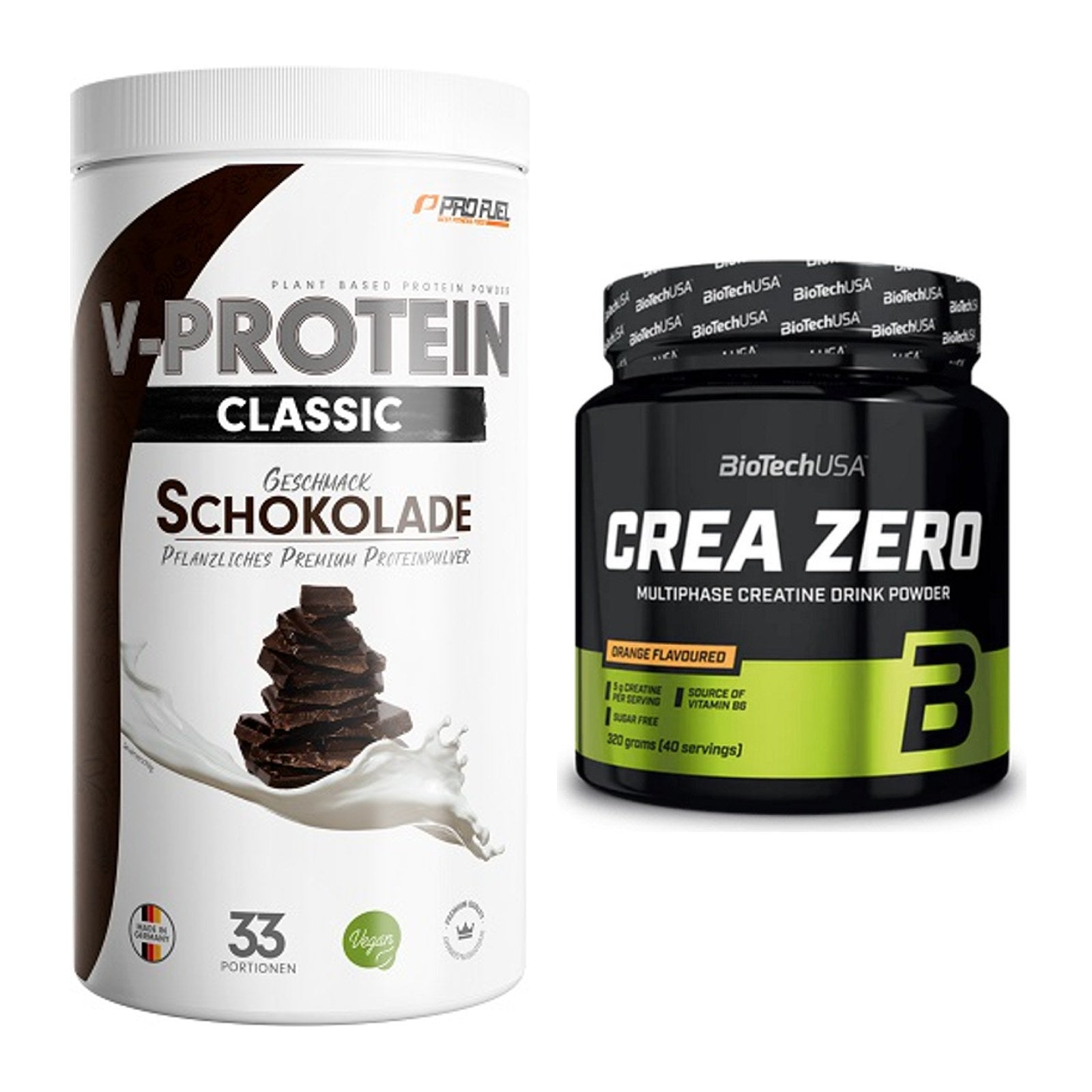 Muskelaufbau-Set: ProFuel VEGAN PROTEIN + BioTech Crea Zero – alle enthaltenen Artikel