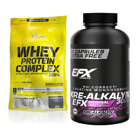 Muscle building set: Olimp Whey Protein + EFX Kre-Alkalyn 3000 - all items included