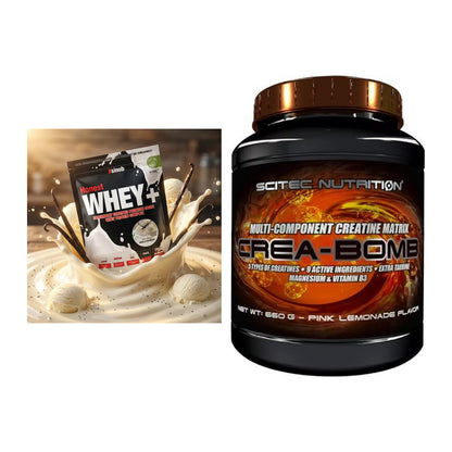 Muskelaufbau-Set: Sinob Honest Whey+ + Scitec Crea-Bomb – alle enthaltenen Artikel