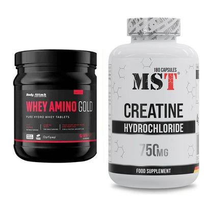 Muskelaufbau-Set: Body Attack Whey Amino Gold + MST Creatine HCL – alle enthaltenen Artikel