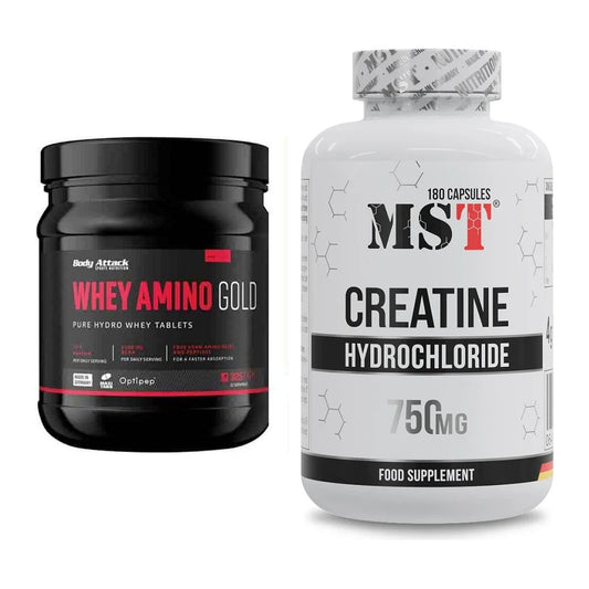 Muskelaufbau-Set: Body Attack Whey Amino Gold + MST Creatine HCL – alle enthaltenen Artikel