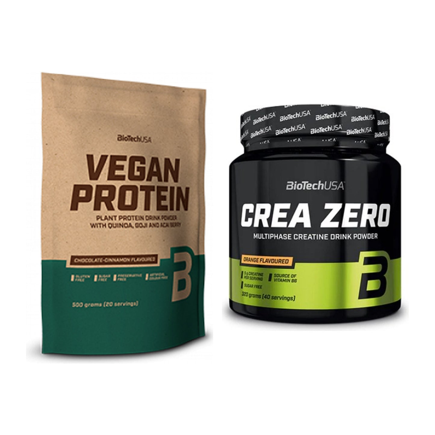 BioTech USA Muskelaufbau-Set: Vegan Protein 500g + Crea Zero 320g – alle enthaltenen Artikel