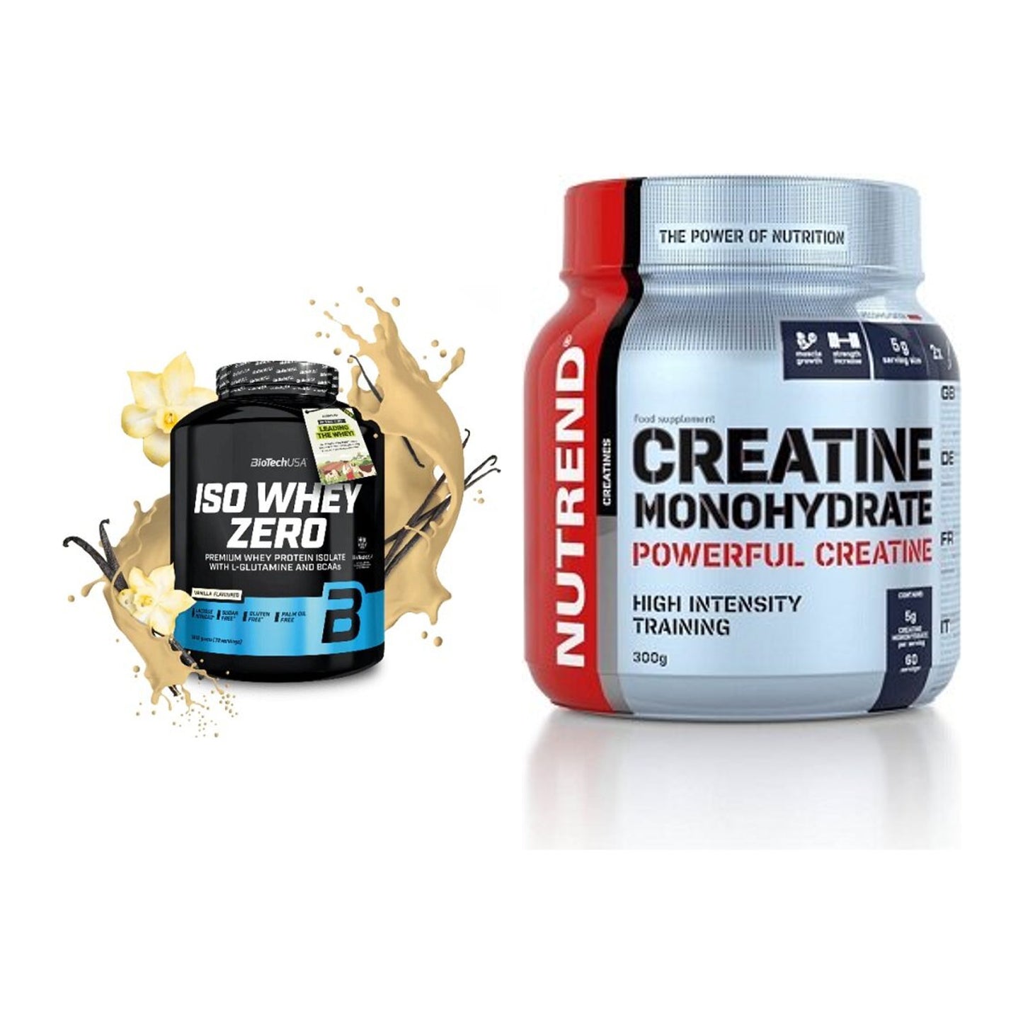 Muskelaufbau-Set: BioTech Iso Whey Zero + Nutrend Creatine – alle enthaltenen Artikel
