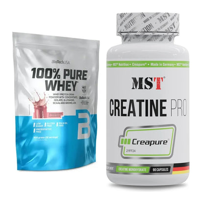 Muskelaufbau-Set: BioTech 100% Pure Whey + MST Creatine Pro CREAPURE – alle enthaltenen Artikel