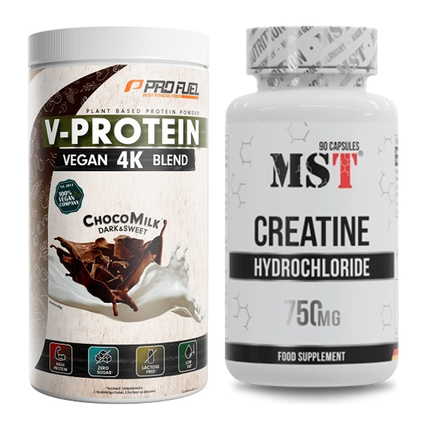 Muskelaufbau-Set: ProFuel V-PROTEIN vegan 4K blend + MST Creatin HCL – alle enthaltenen Artikel