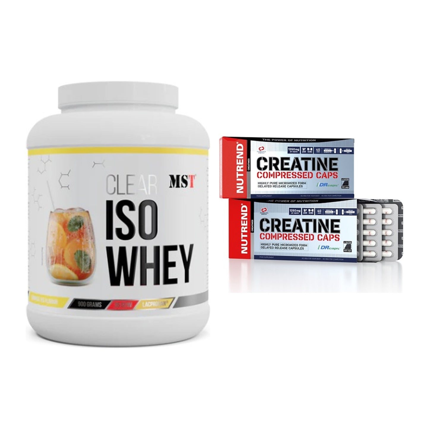 Muskelaufbau-Set: MST Iso Clear + Nutrend Creatine Compressed Caps – alle enthaltenen Artikel