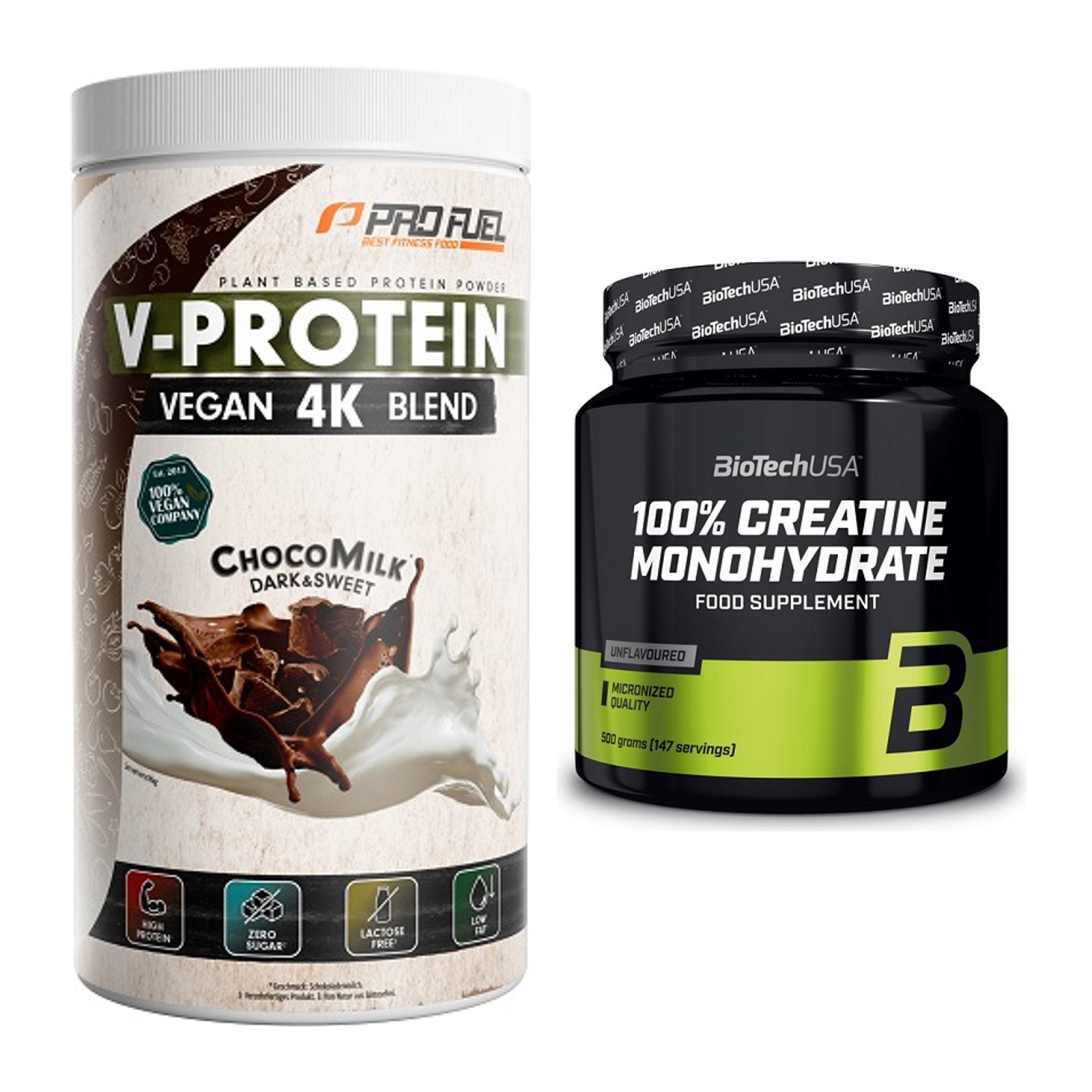 Muskelaufbau-Set: ProFuel V-PROTEIN vegan + BioTech Creatine – alle enthaltenen Artikel