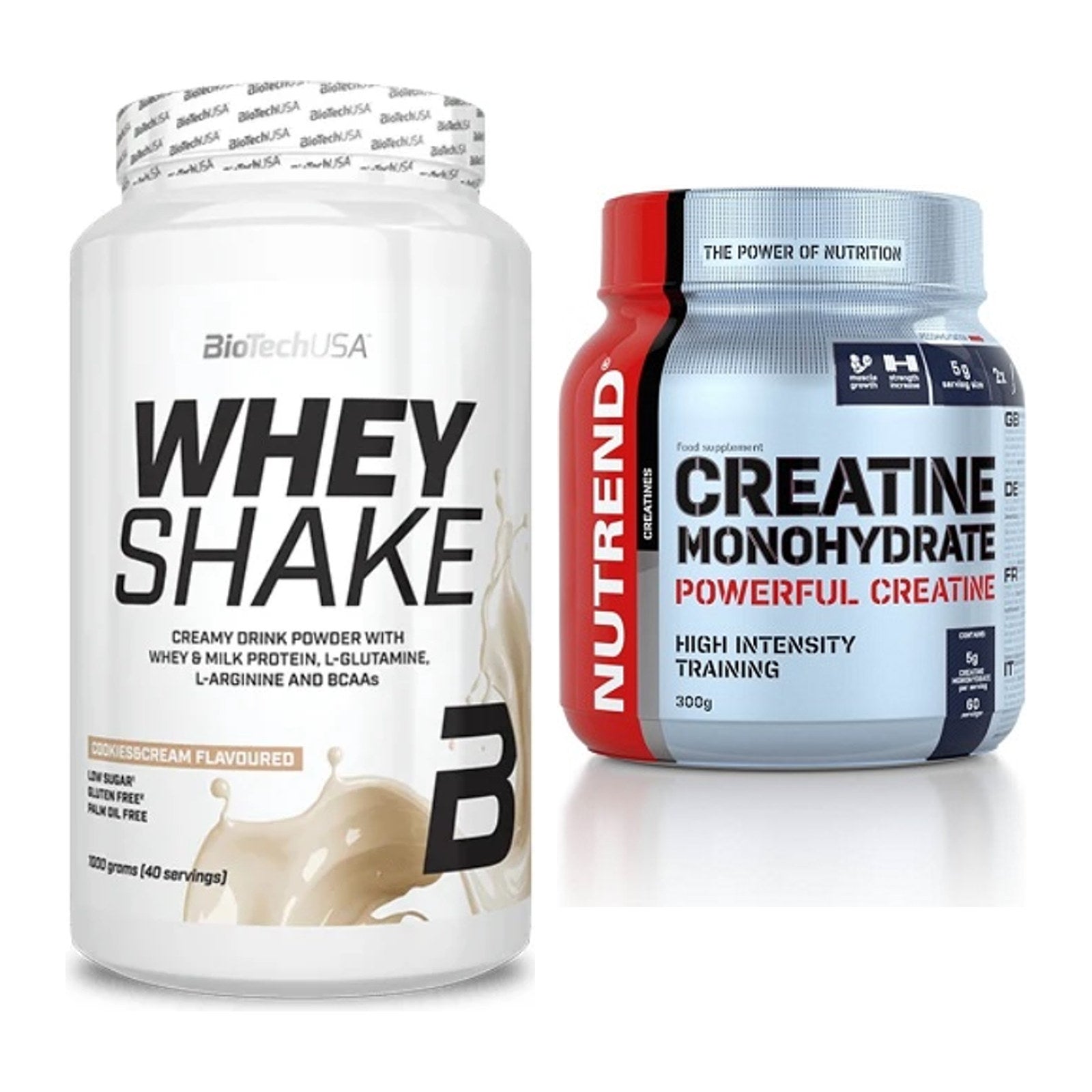 Muskelaufbau-Set: BioTech Whey Shake + Nutrend Creatine Monohydrate – alle enthaltenen Artikel