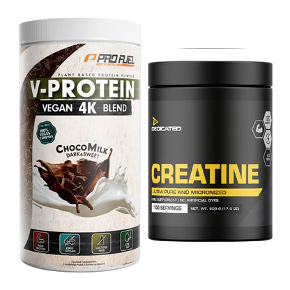 Muskelaufbau-Set: ProFuel V-PROTEIN vegan + Dedicated Creatine – alle enthaltenen Artikel