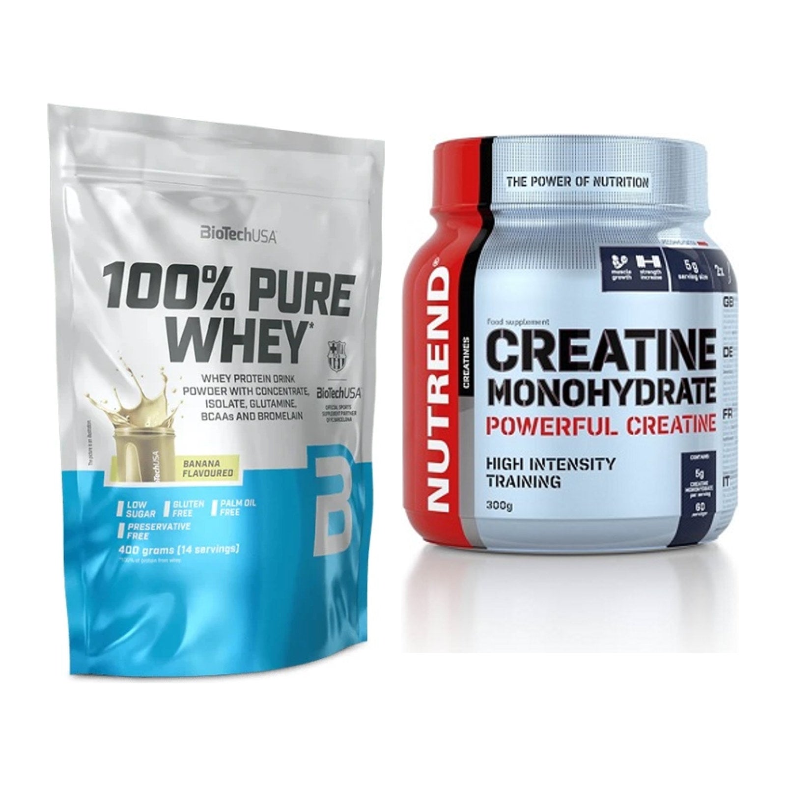Muskelaufbau-Set: BioTech 100% Pure Whey + Nutrend Creatine – alle enthaltenen Artikel