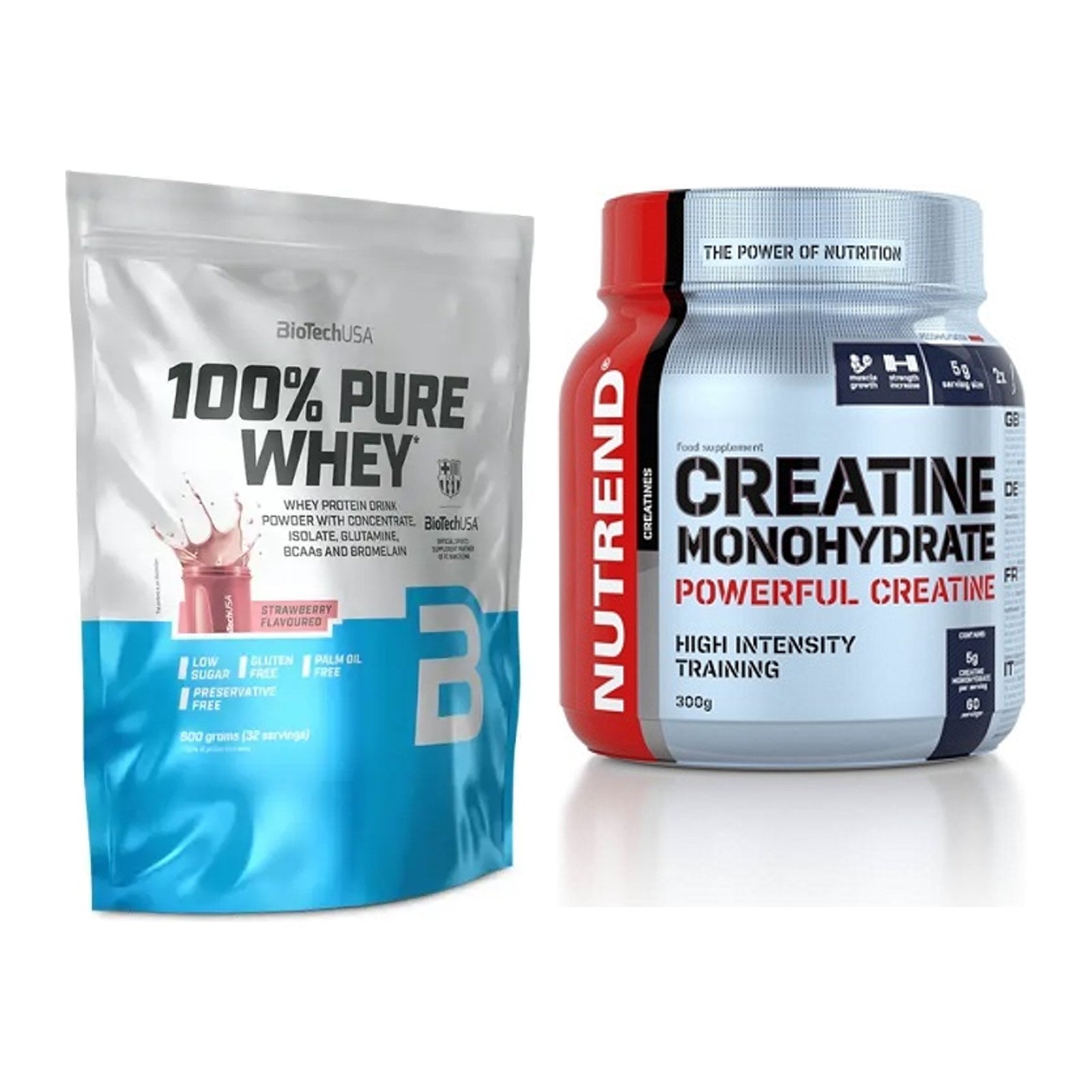 Muskelaufbau-Set: BioTech 100% Pure Whey + Nutrend Creatine – alle enthaltenen Artikel