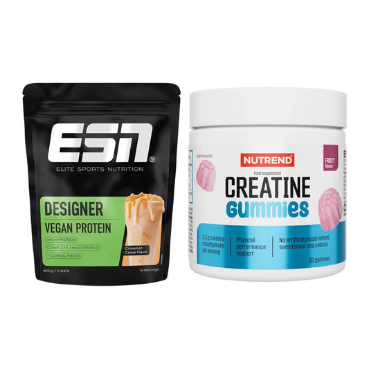 Muskelaufbau-Set: ESN Designer Vegan + Nutrend Creatine Gummies – alle enthaltenen Artikel