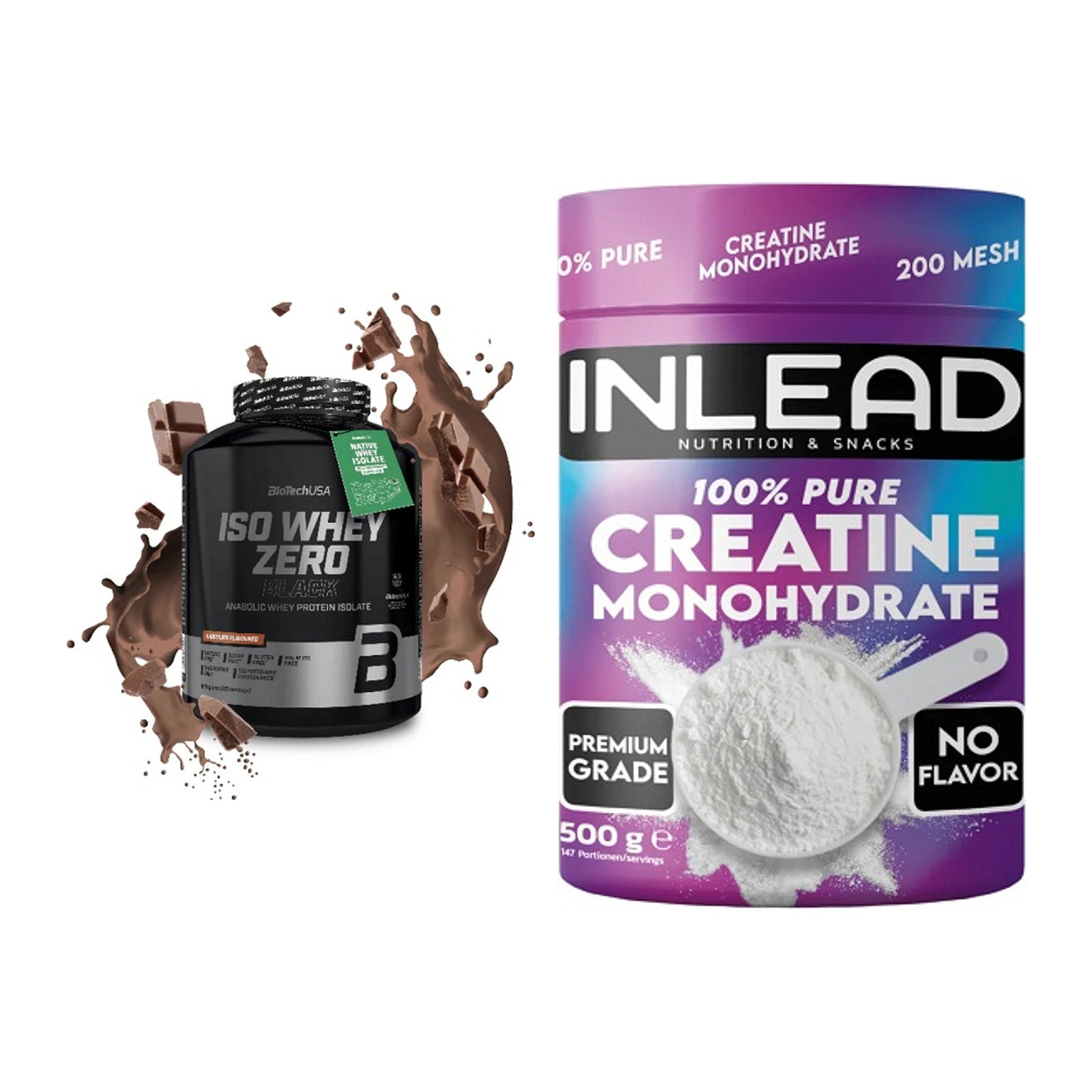 Muskelaufbau-Set: BioTech Iso Whey Zero + INLEAD Creatine – alle enthaltenen Artikel