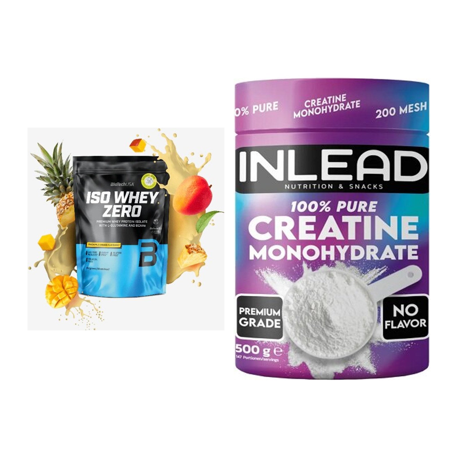 Muskelaufbau-Set: BioTech Iso Whey Zero + INLEAD Creatine – alle enthaltenen Artikel